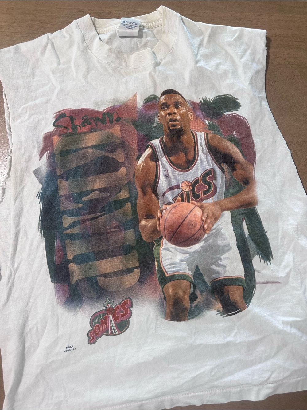Vintage 90s Shawn Kemp Sonics Tee Cut Sleeveless XL Reign Man